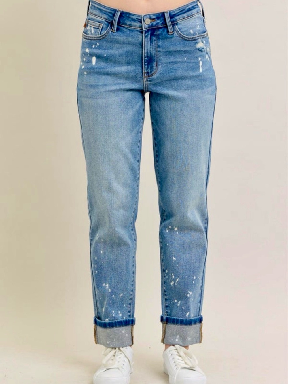 Judy Blue Bleach-Splatter Boyfriend Jeans
